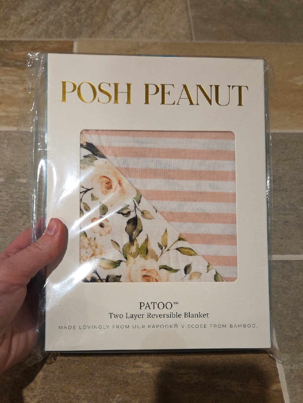 Posh Peanut Pink Stripe & Floral Reversible Blanket